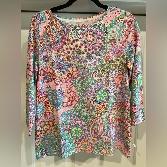 Talbots Tops - Talbots~Bright~Multicolor~Millefiori Pattern~Tee-Shirt~Top~NWT~Size LP
